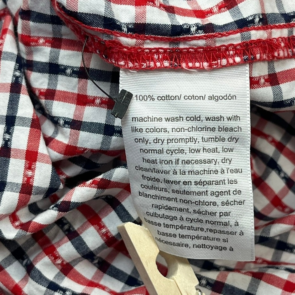 Tommy Hilfiger Shirt Dress Red White Blue Plaid Belted Sleeveless Cotton Size 14 - Picture 7 of 8
